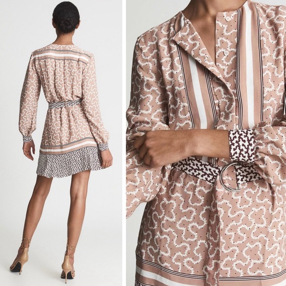 NWT Reiss Georgie Mixed Print Mini Dress - Picture 2 of 7